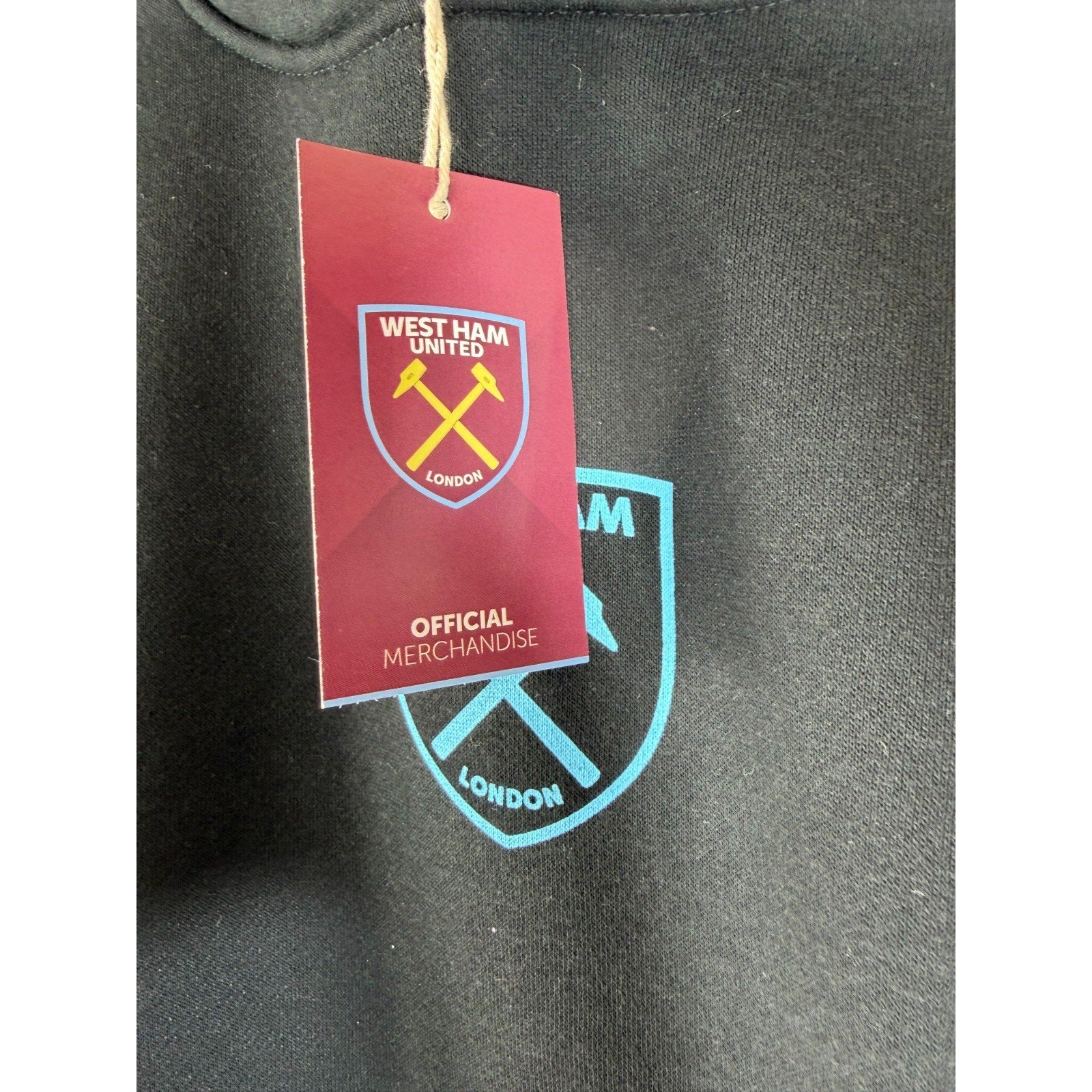 West Ham United FC Oversized Pullover Hoodie Black Graphic Men's Size M NWT $90