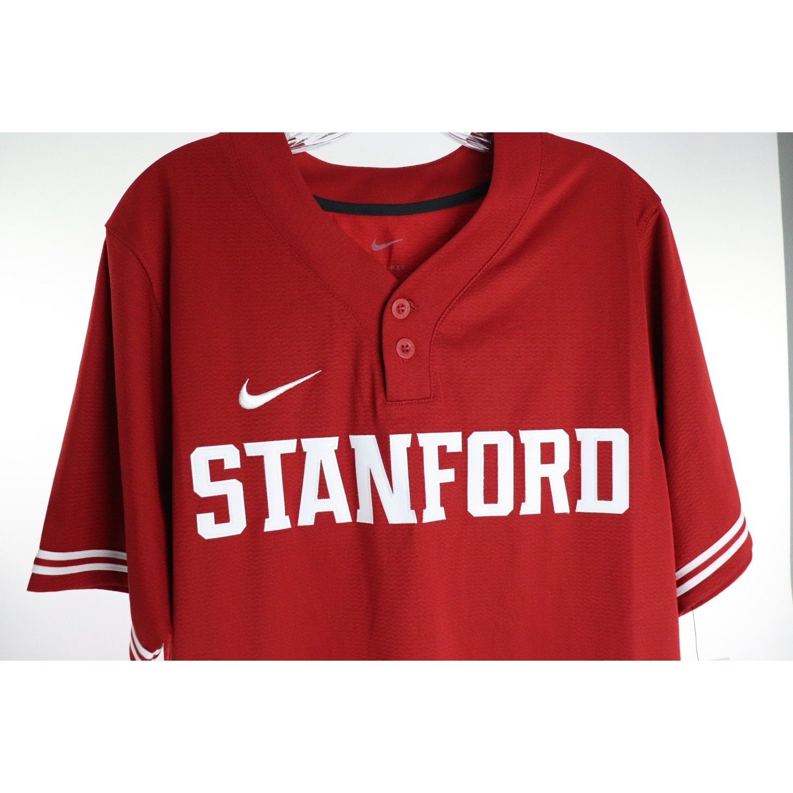 Stanford Cardinal Jersey Men's Large Nike Red Replica 2 Button Baseball $80 NWT
