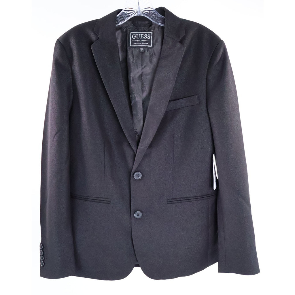 Guess Men's Shimmer Twill Relaxed Fit Blazer - Jet Black Multi Size Small NWT