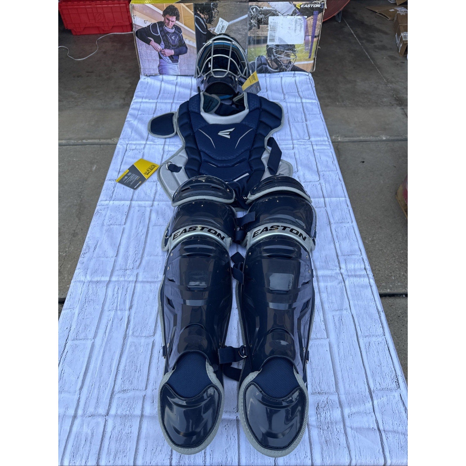 Easton Gametime Elite III Intermediate Catcher Gear Set 3pc Navy/Gray Padded #C1