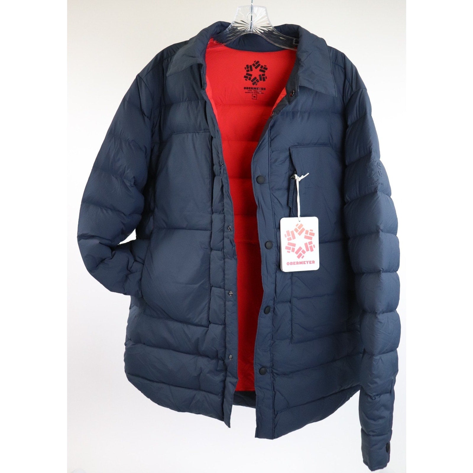 Obermeyer Explorer Down Shirt Jacket Men's XXL Blue Waterproof Puffer $249 NEW