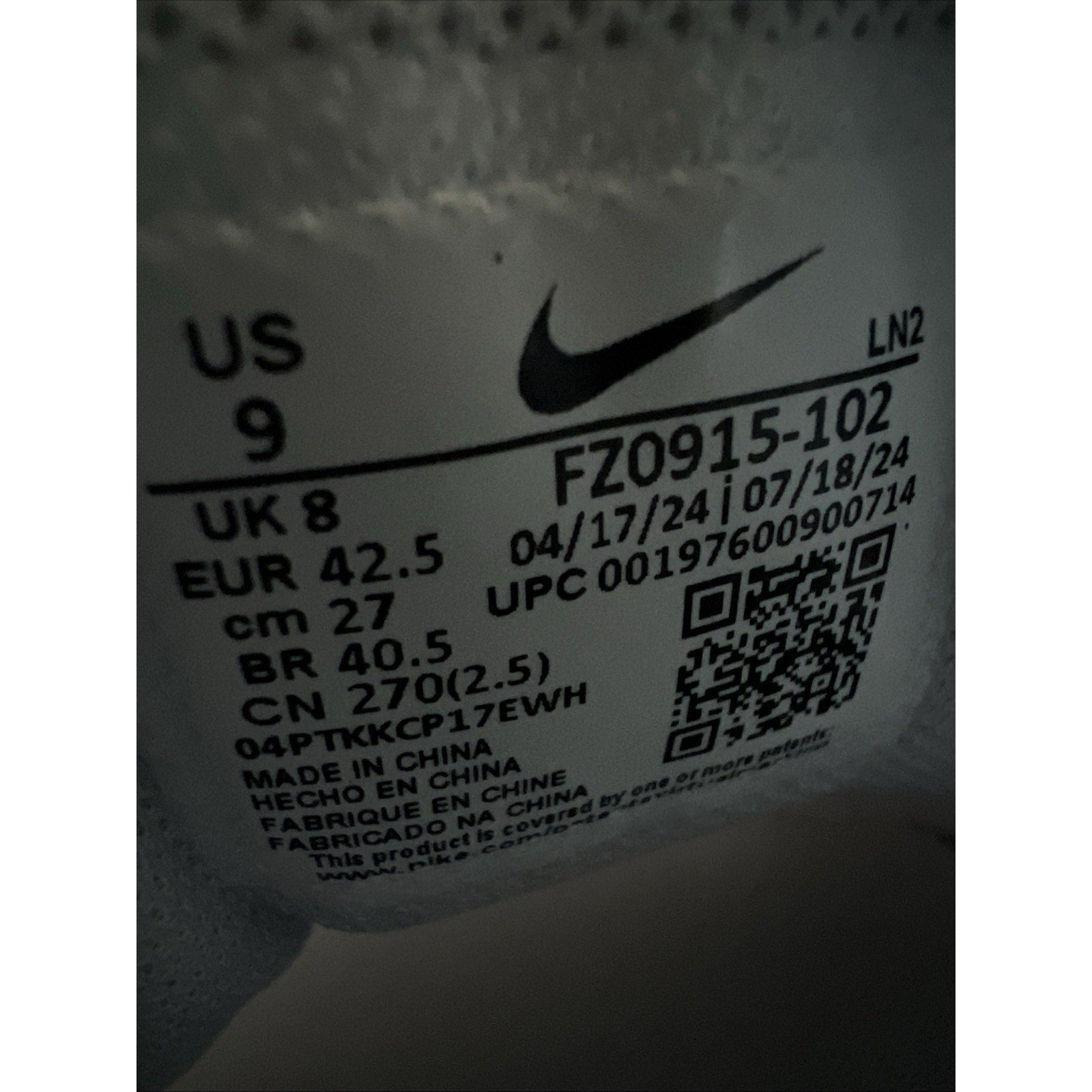 Nike Force Trout 9 Pro MCS Baseball Cleats FZ-0915-102 White Size 9 NEW