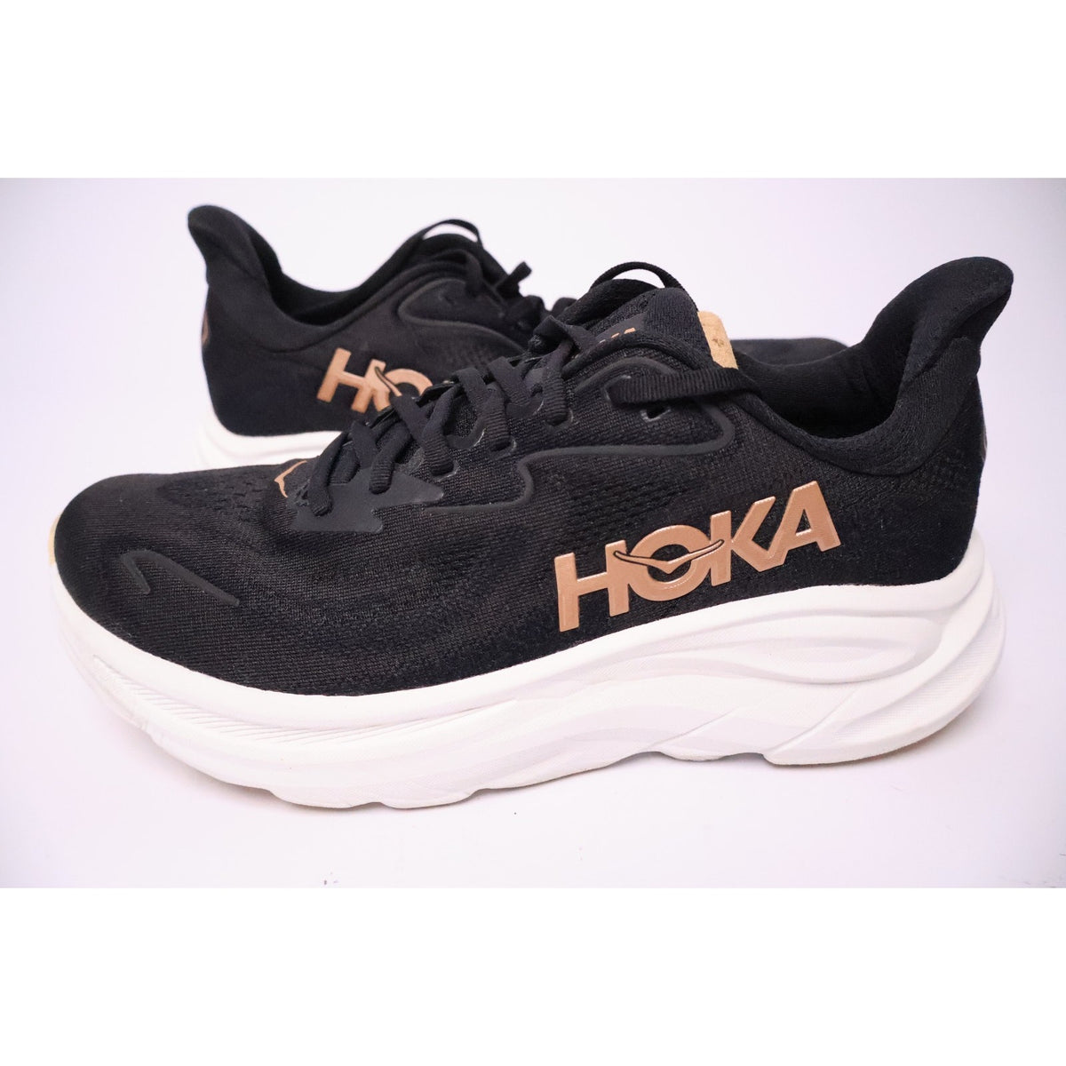 Hoka One One Clifton 10 Black Rose Gold Women's 10 B 1162031 BRGL Excellent #192