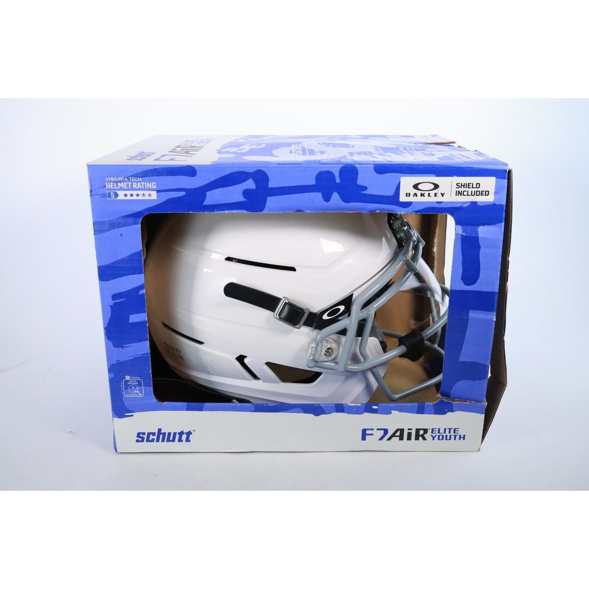 Schutt F7 Air Elite Football Helmet Youth Medium White Oakley Visor Clear Mask