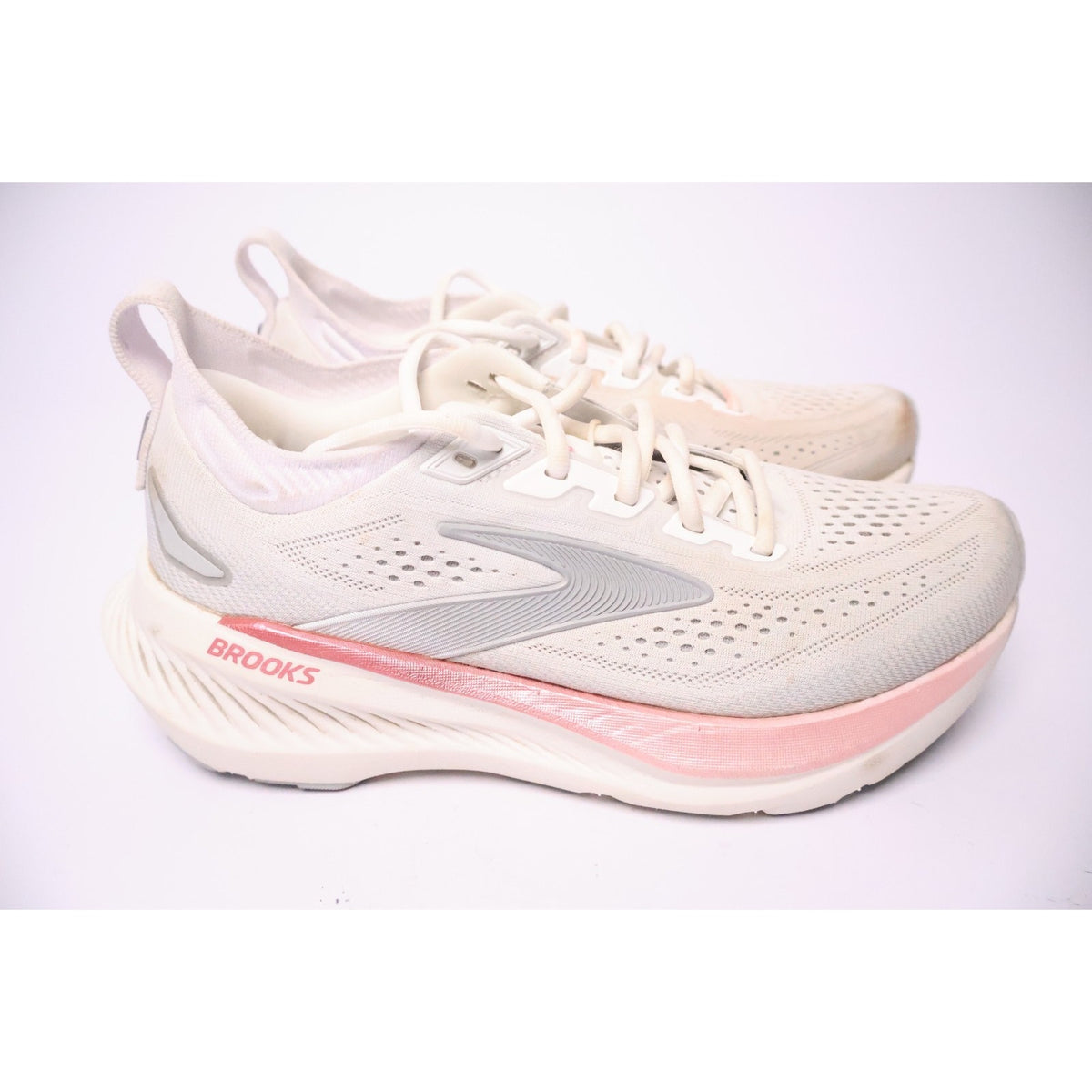 Brooks Glycerin 23 Womens Sz 7.5 White Gray Athletic Running Shoes Sneakers #193