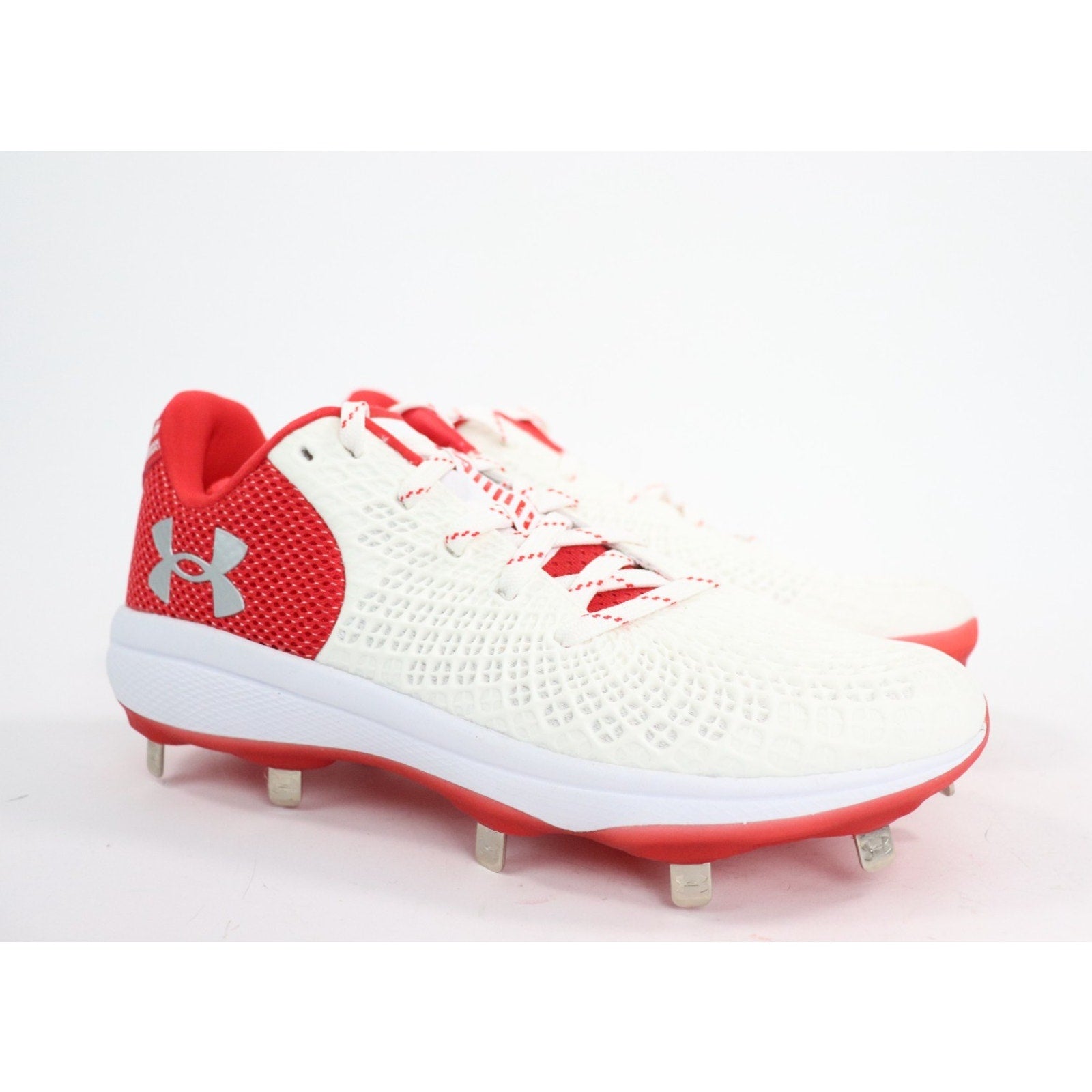 Under Armour Glyde 2 Metal Softball Cleats White Red 3026601-104 Women's 7 NEW