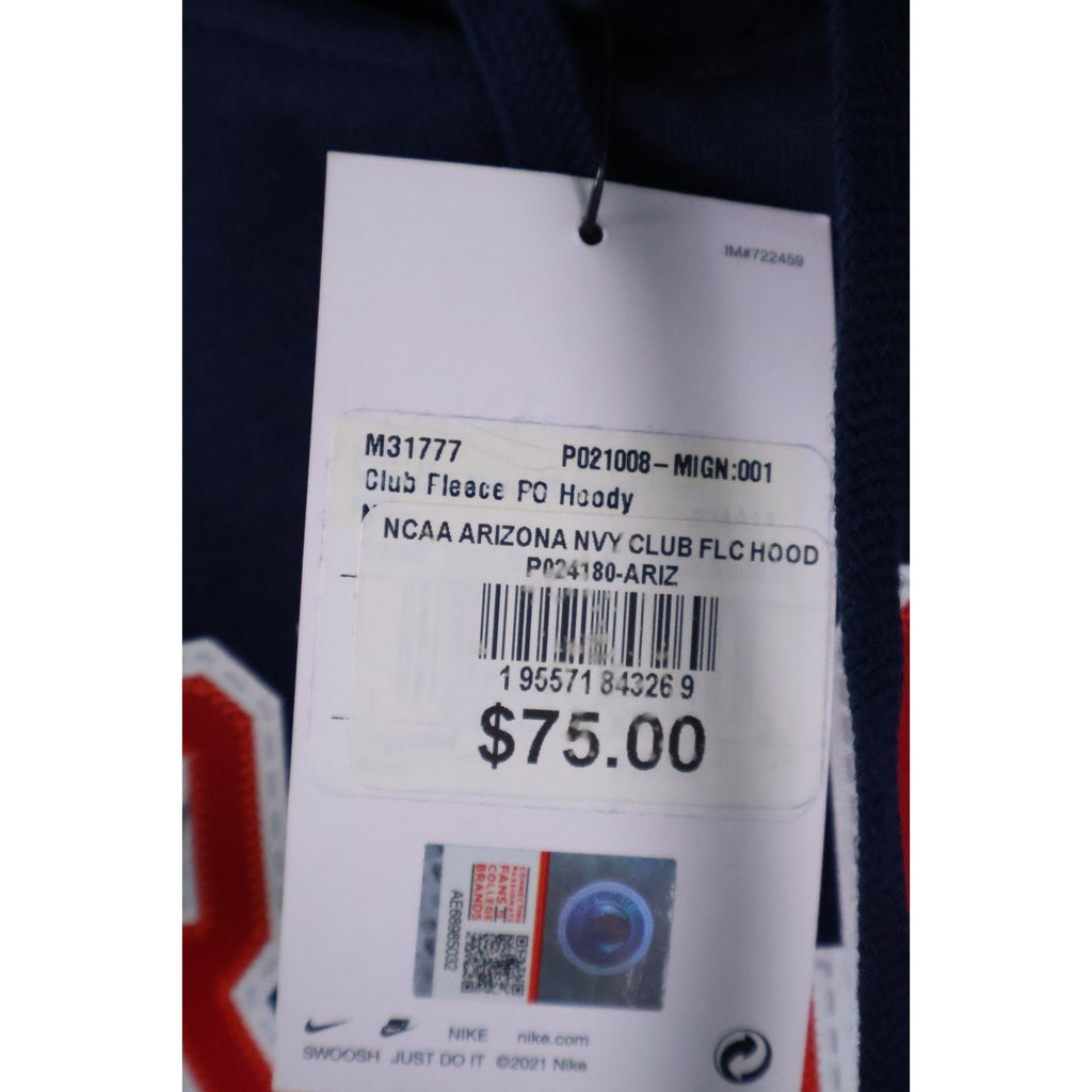 Nike Arizona Wildcats Navy Club Fleece Wordmark Pullover Hoodie Men's Small Read