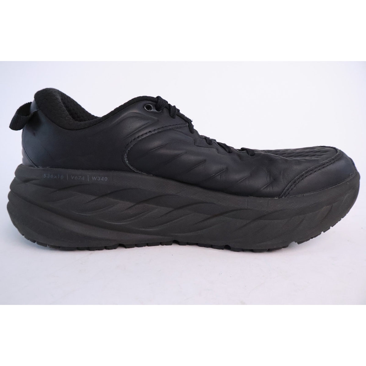 Hoka One One Bondi SR Women's Size 9 Black Leather Slip Resistant Shoes #196
