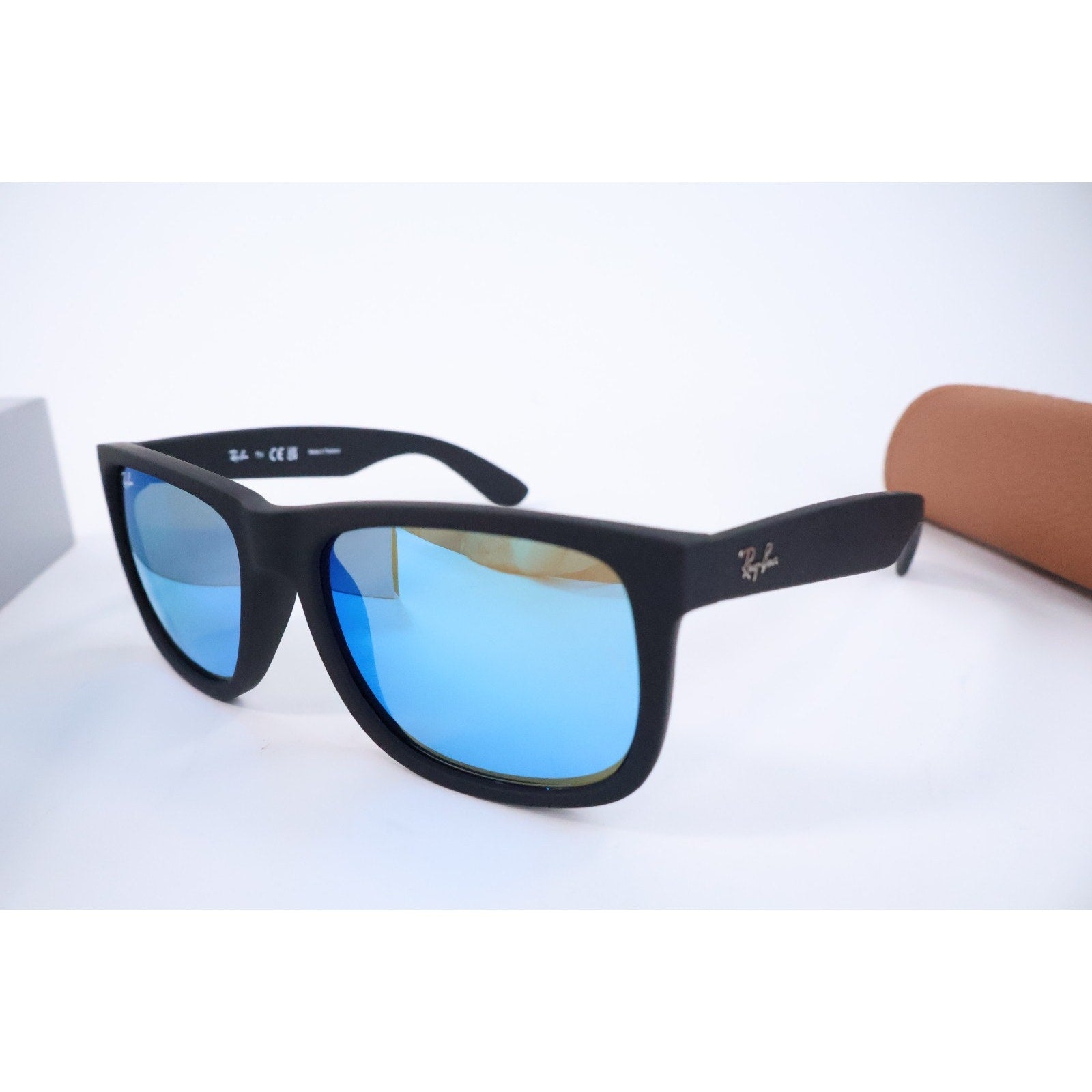 Ray-Ban Justin Color Mix Matte Rubber Black / Blue Mirror 54 mm Sunglasses