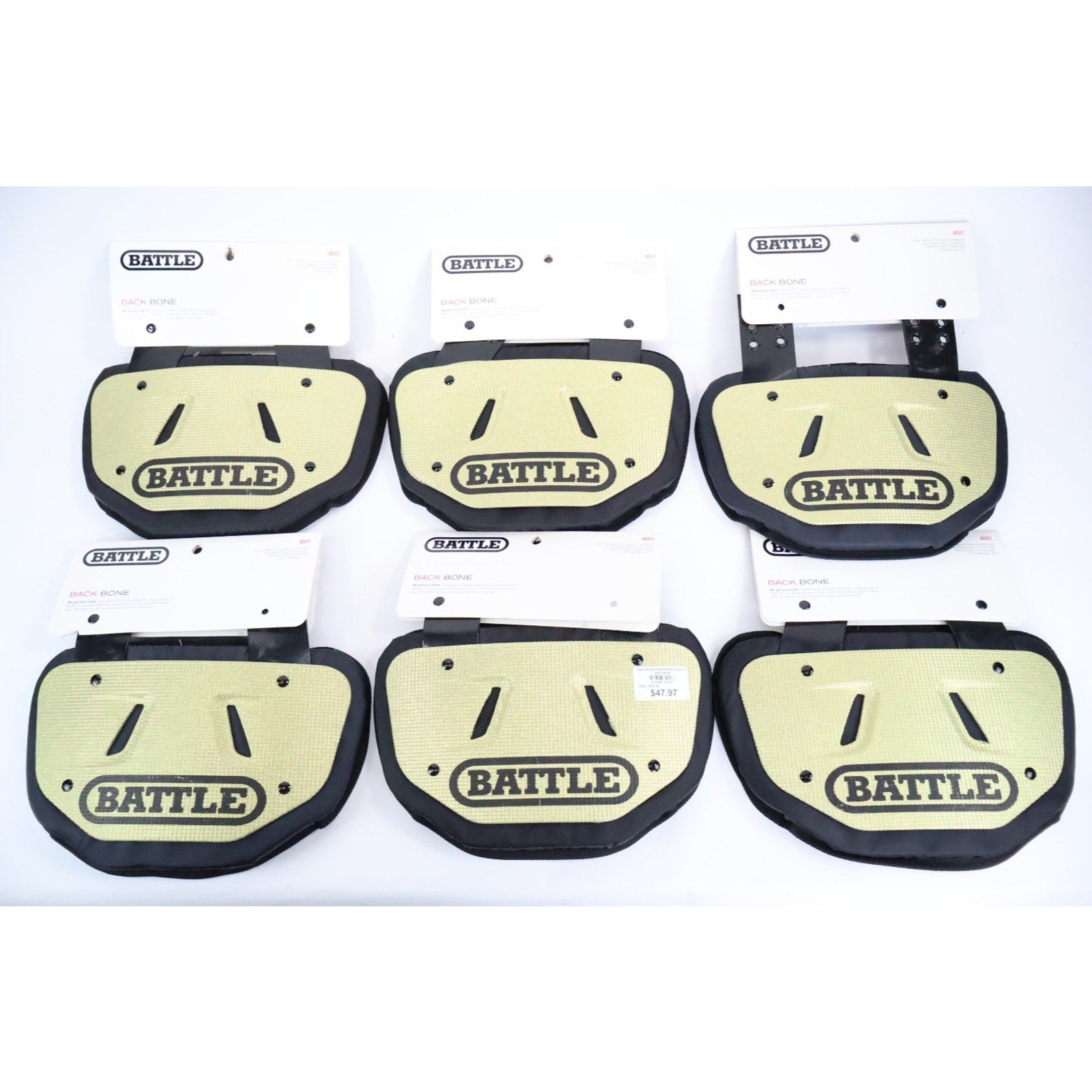 Lot Of 6 Adult Football Back Plate Battle 3D Diamonds Gold NEW READ INV#214