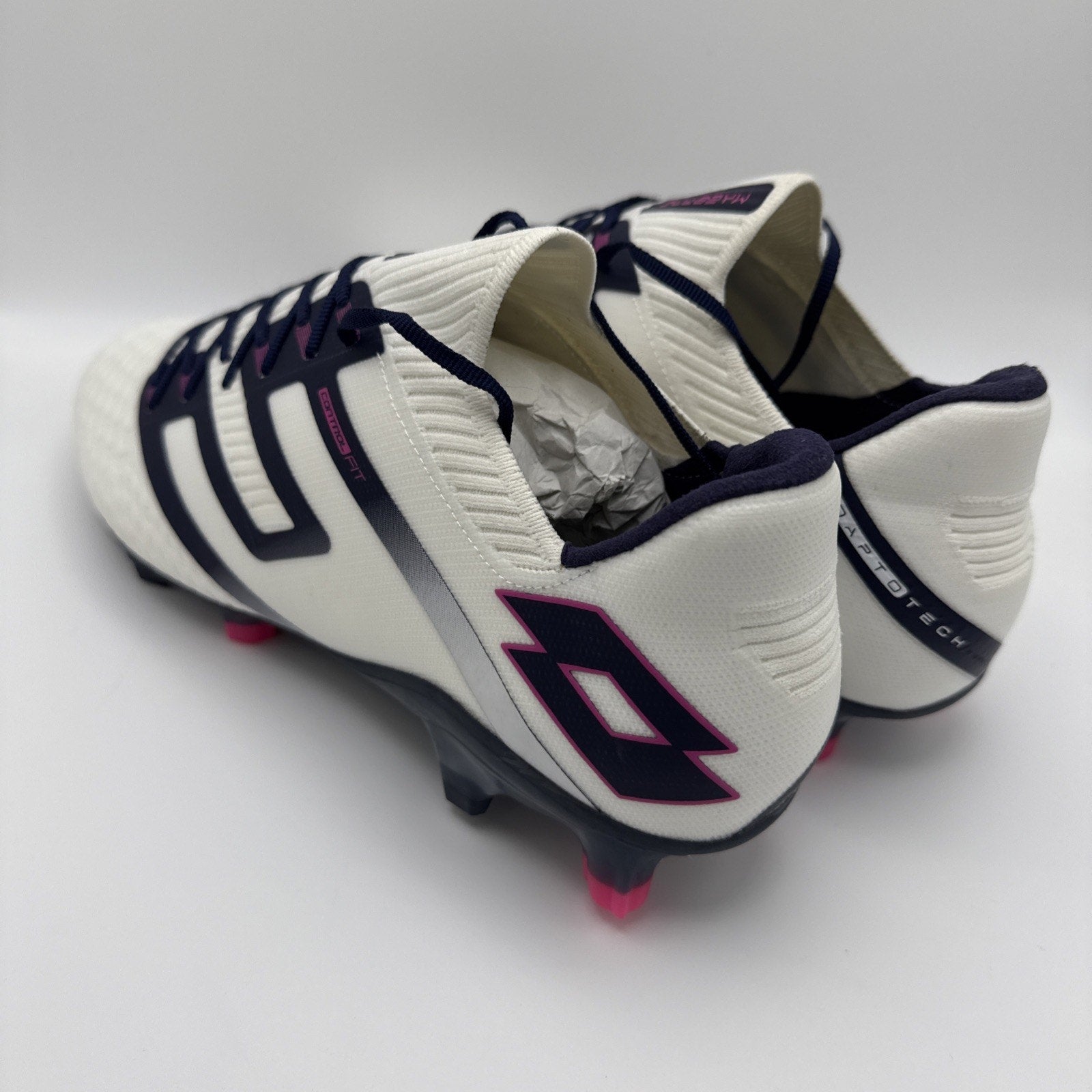 Lotto Maestro 100 IV FG Mens Soccer Cleats All White Navy Vivid Fuchsia Sz 10