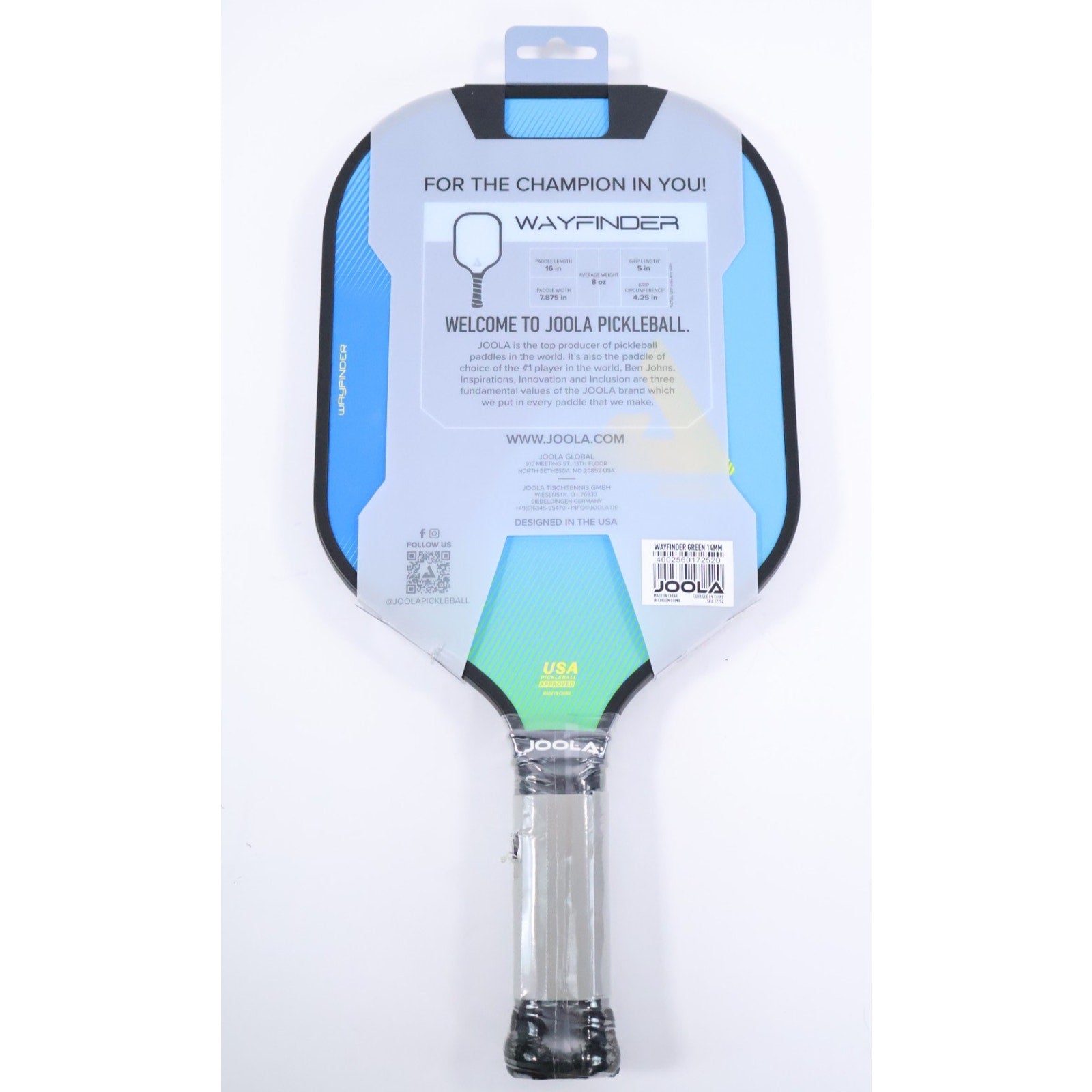 Joola Wayfinder 14mm Pickleball Paddle 8 oz Green BRAND NEW Read