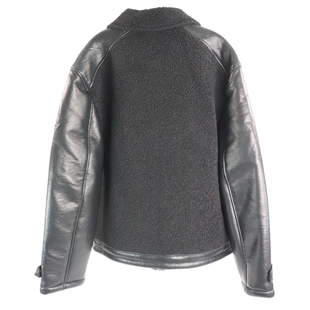 GUESS Mens Ren Bonded Faux Sherpa Jacket, Jet Black Multi, XXL