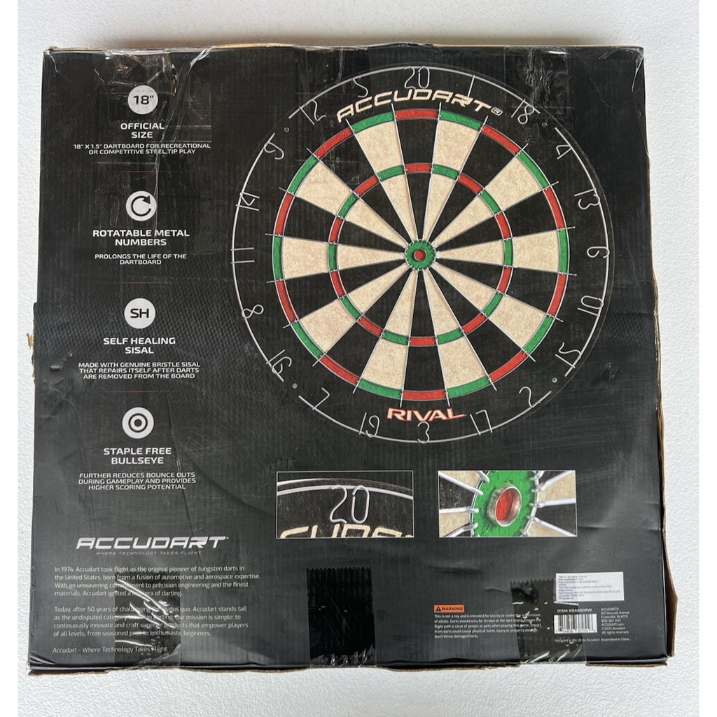 Accudart Rival Bristle Dartboard - Official Size 18" New Read