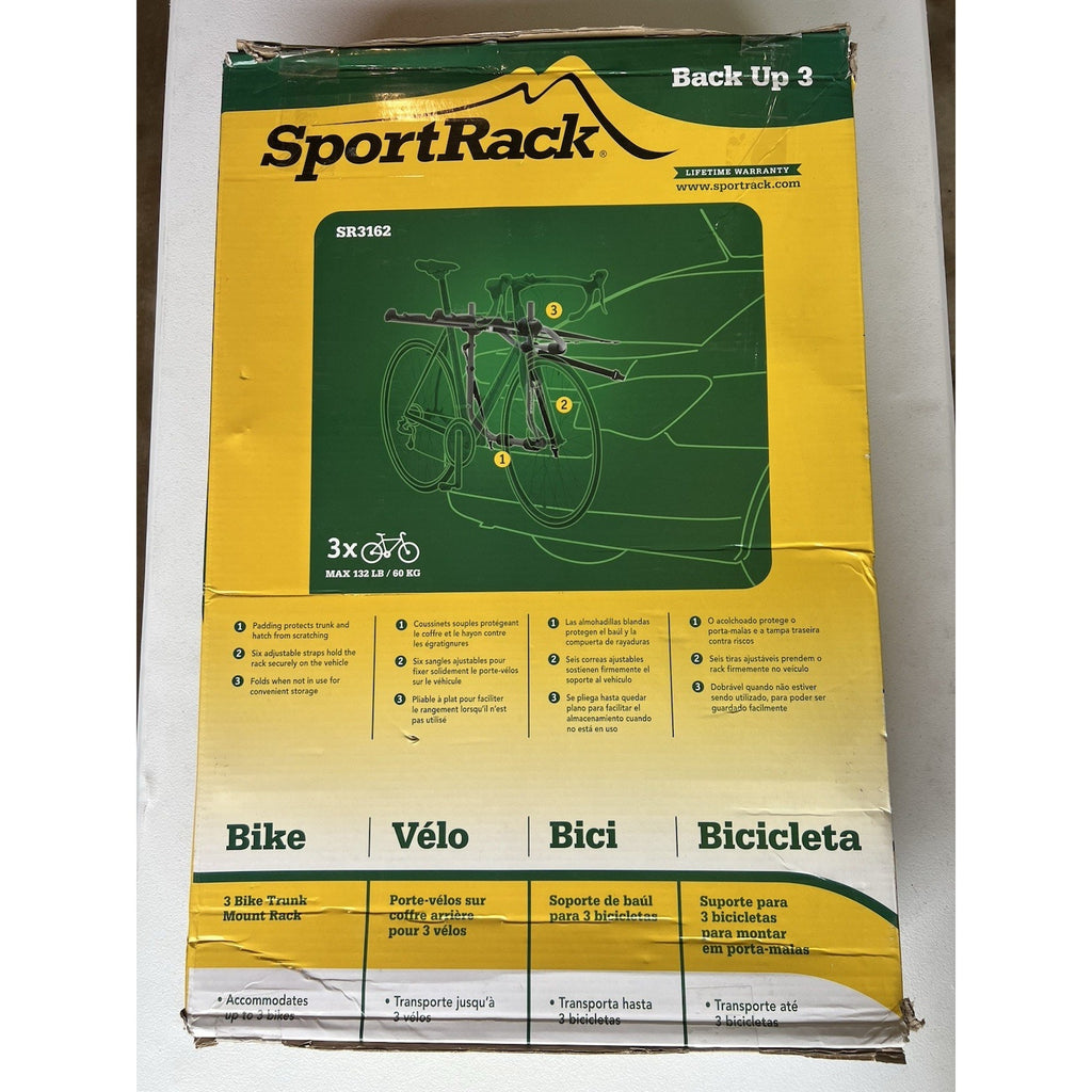 SportRack SR3162 Back Up 3 Bicycle Carrier Holds 3 Bikes Straps To Car Trunks