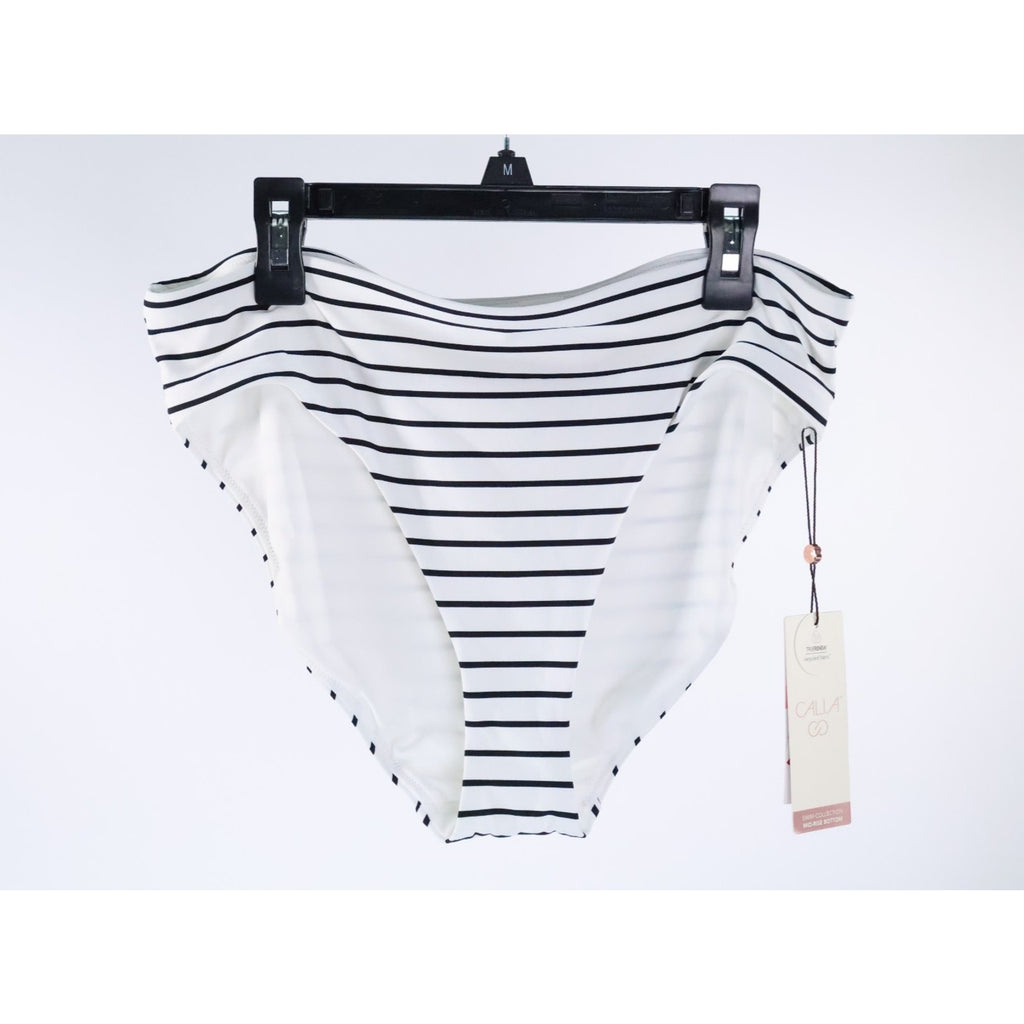 Lot of 10 CALIA Mid Rise Wide Banded Bikini Bottom High Leg Coastal Stripe M