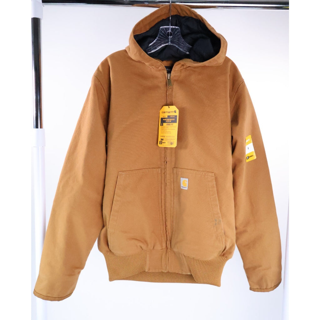 Carhartt Duck 3M Insulated Active Hooded Jacket Brown Men's Size Small New READ