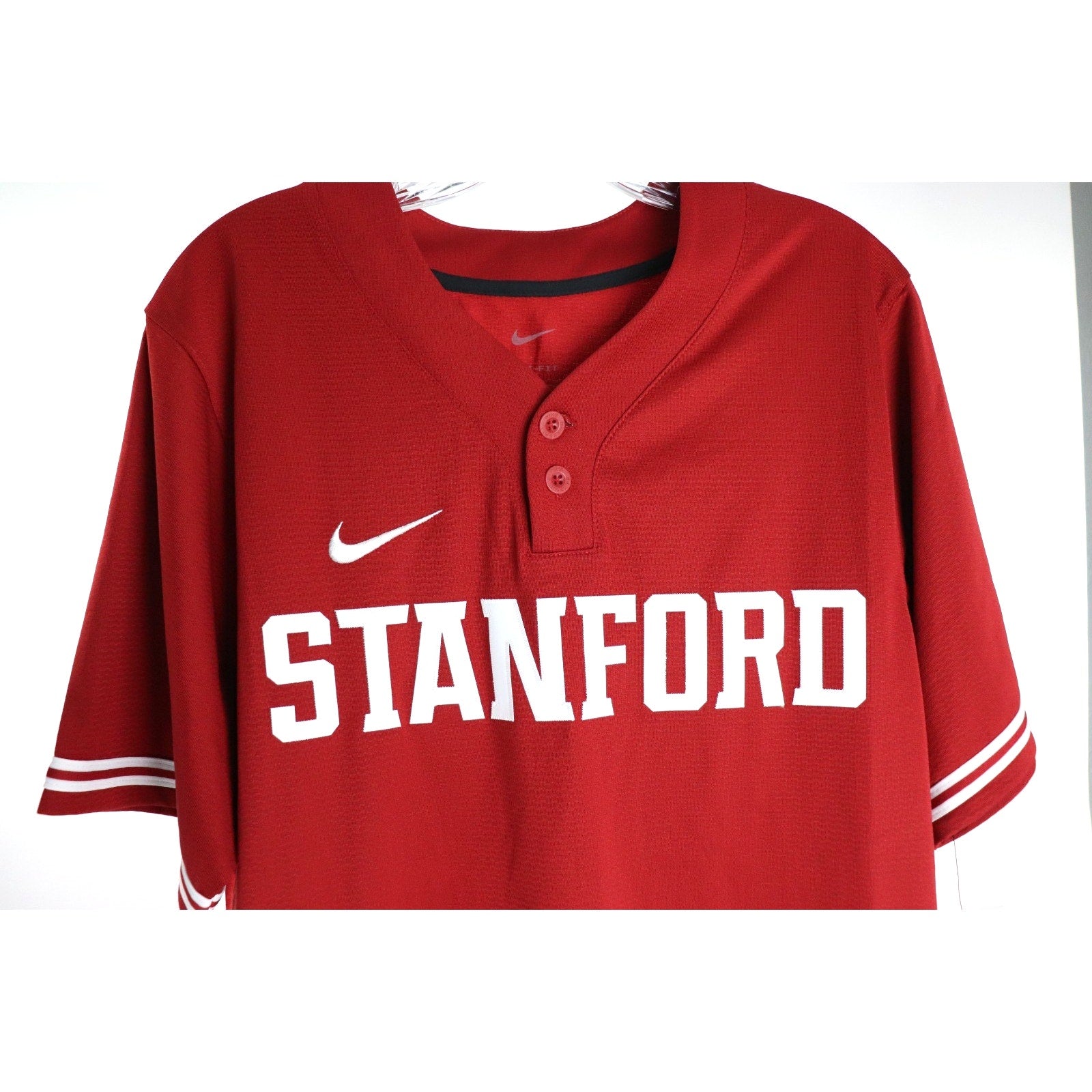 Stanford Cardinal Jersey Men's Medium Nike Red Replica 2 Button Baseball $80 NWT