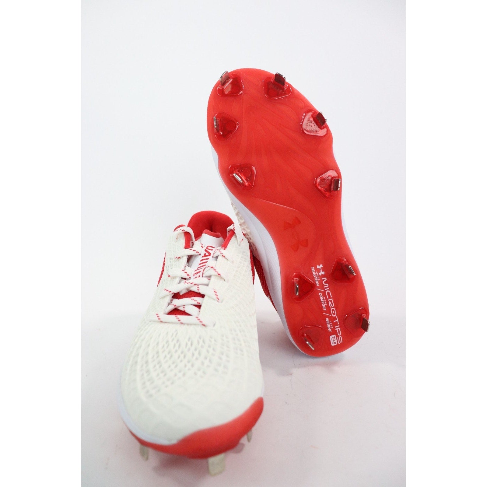 Under Armour Glyde 2 Metal Softball Cleats White Red 3026601-104 Women's 8.5 NEW
