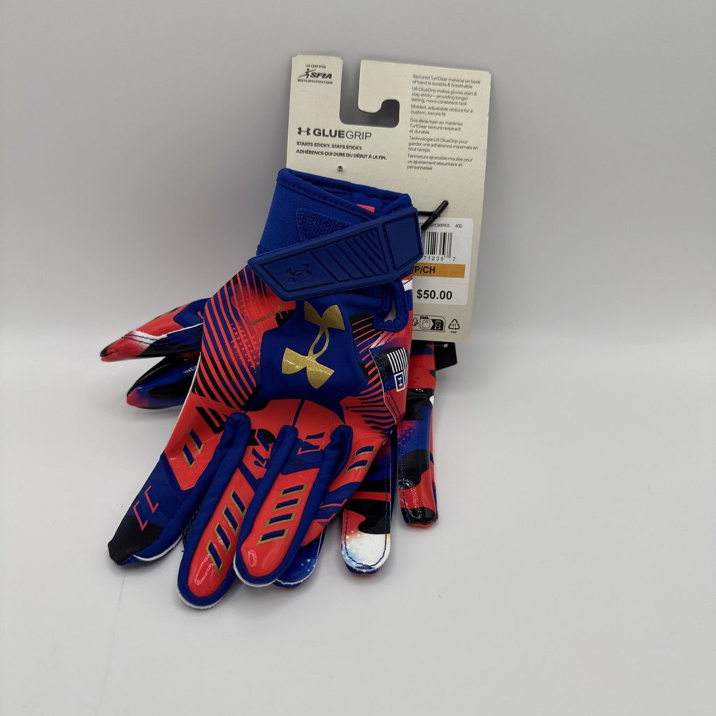 NEW Size SM Under Armour F9 Nitro Men's Football Gloves w Sticky Gluegrip.