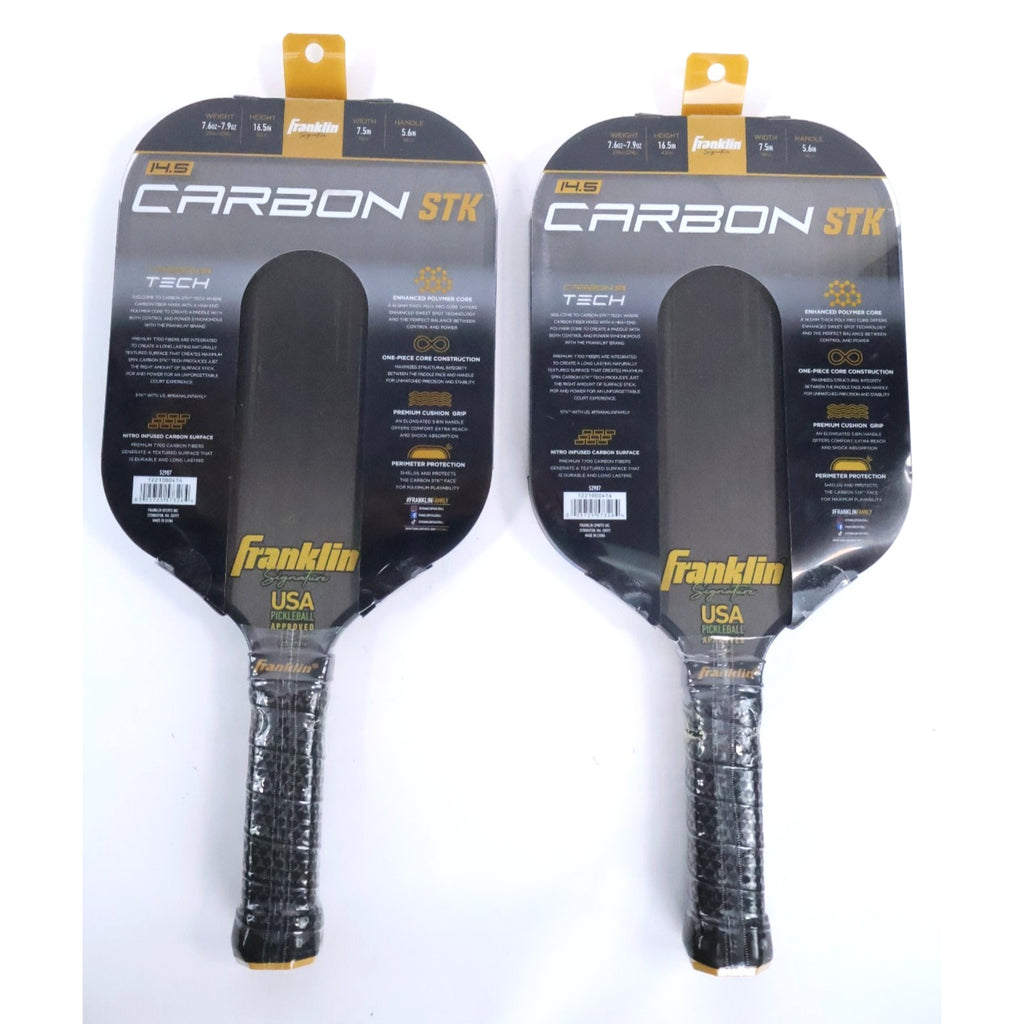 2 PACK Franklin Sports Carbon STK Pickleball Paddle JW Johson 14.5 mm New Read