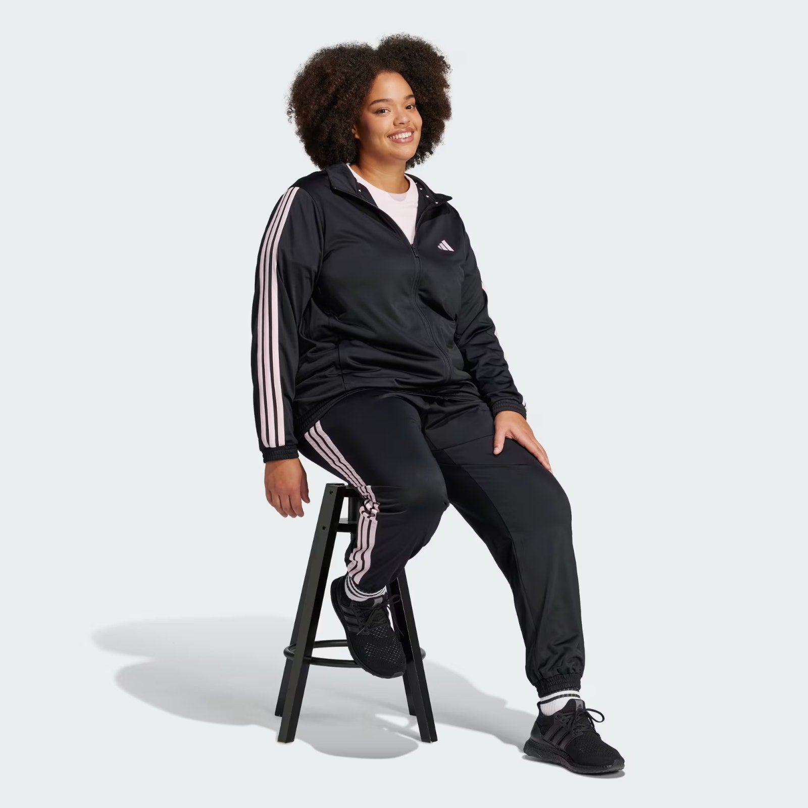 Adidas Tricot 3-stripes Track Jacket Black/Pink Women's Plus Size 3X NWT