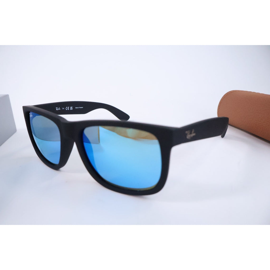 Ray-Ban Justin Color Mix Matte Rubber Black / Blue Mirror 54 mm Sunglasses