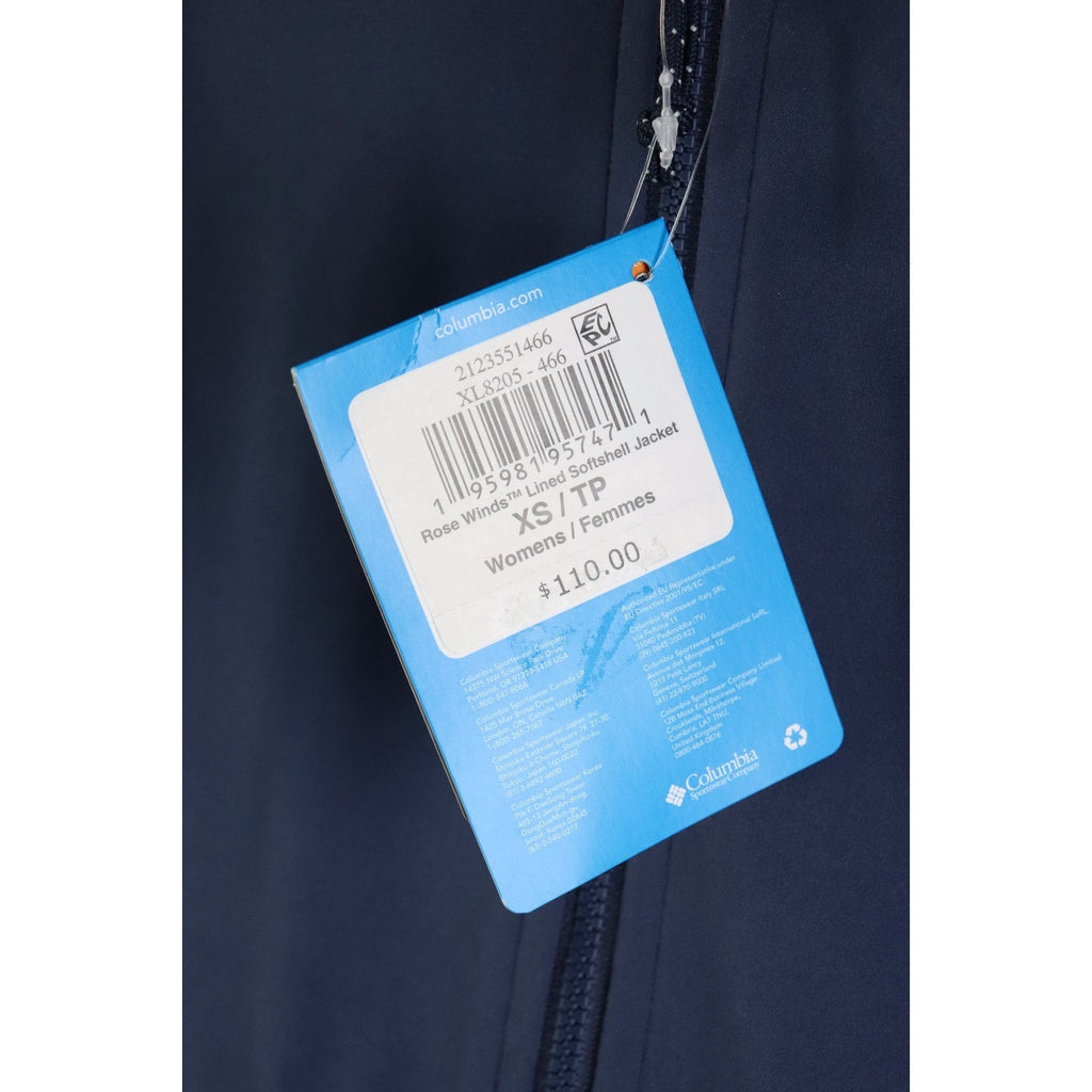 Columbia Rose Winds Softshell Hooded Jacket Women's XS Blue FullZip Closure NWT