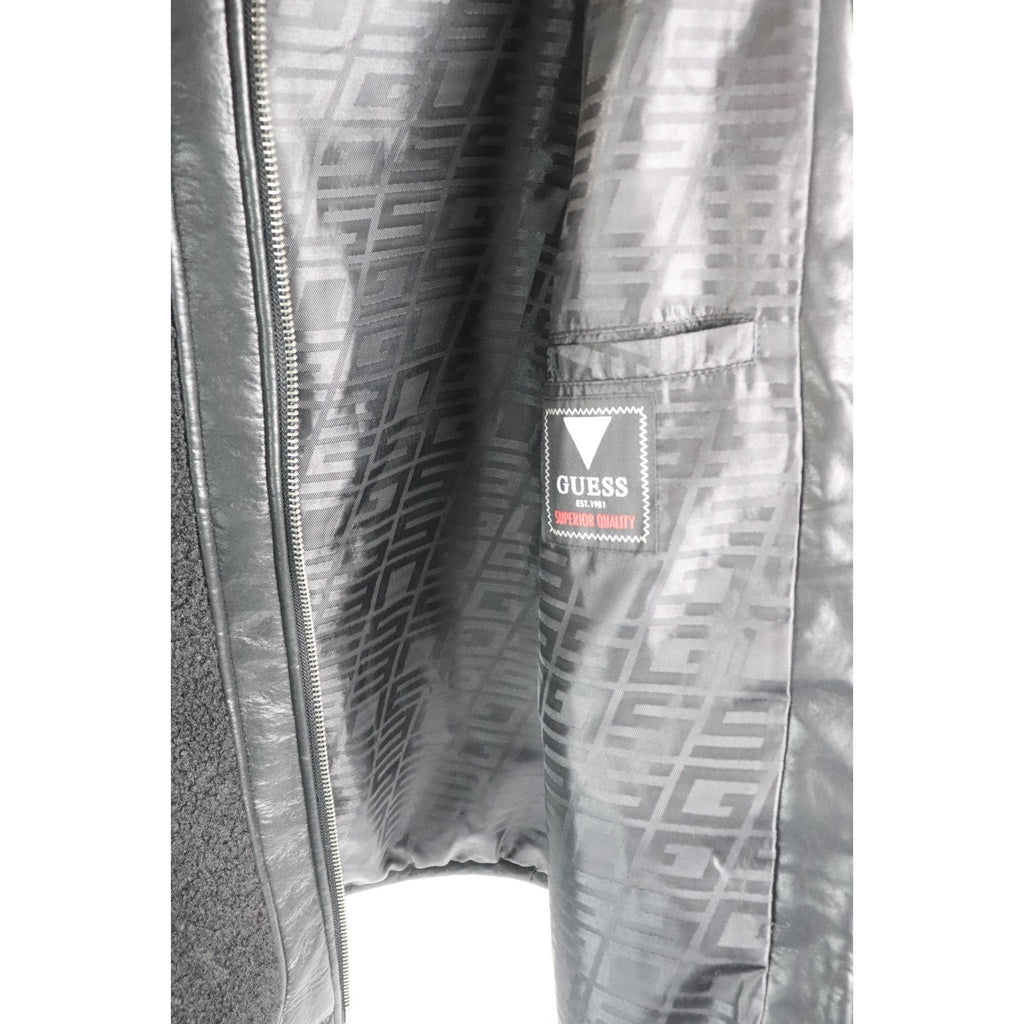 GUESS Mens Ren Bonded Faux Sherpa Jacket, Jet Black Multi, XXL