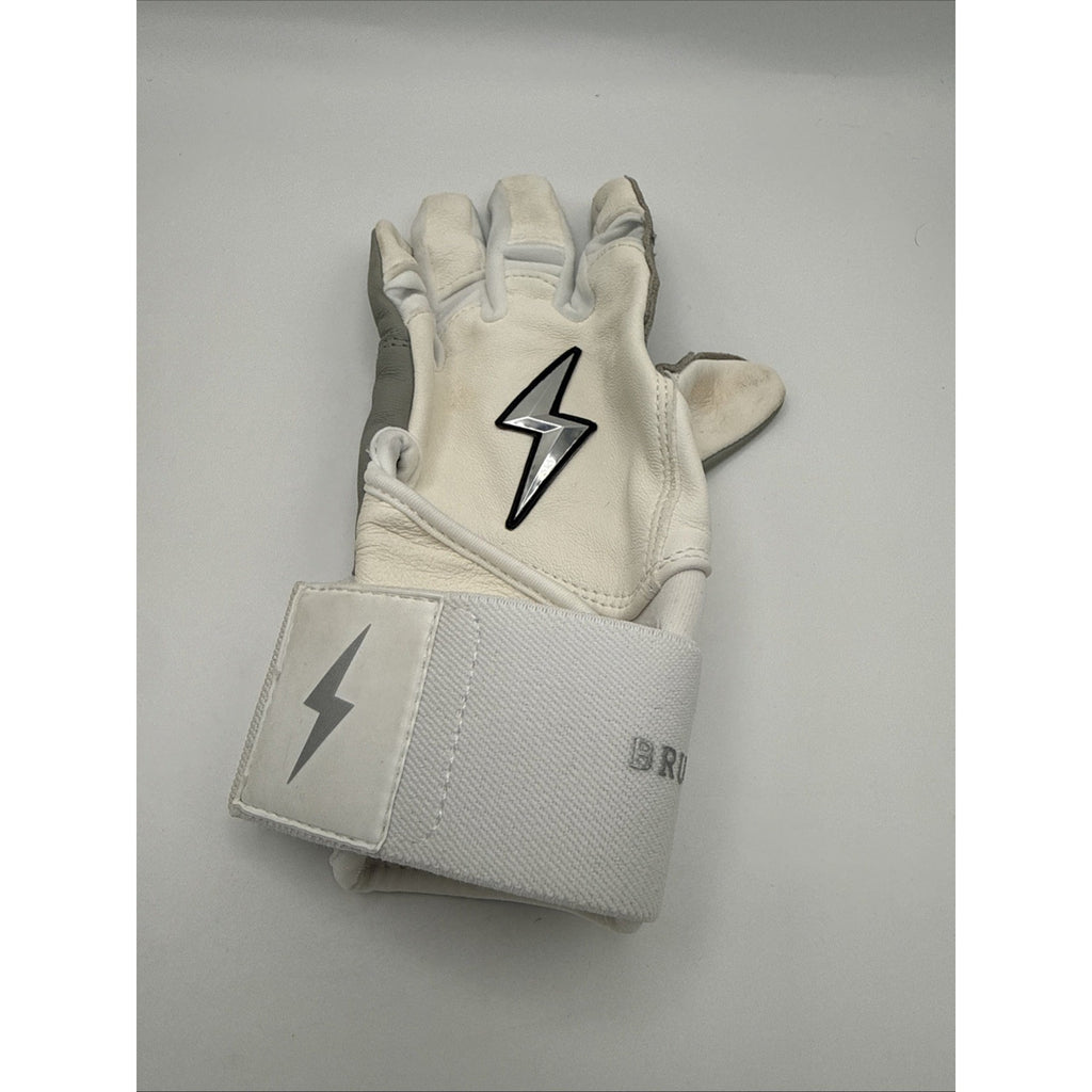 BRUCE BOLT Chrome Series Cabretta Batting Gloves M White Chrome Premium Read