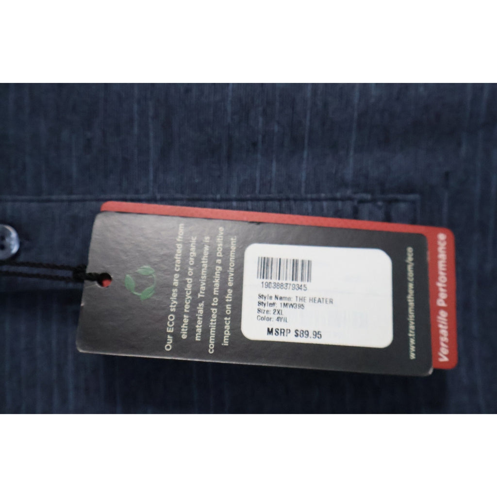TravisMathew The Heater Polo Shirt Men's XXL Blue Performance Stretch Golf NWT